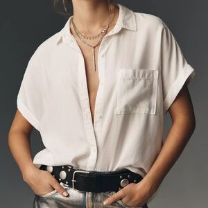 Anthropologie Cloth & Stone Breezy White Button-Down Shirt Womens size 1X